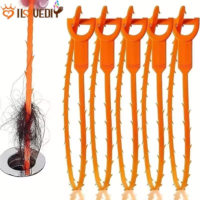 Ferramenta Removedora De Entupimento De Cabelo Para Tubos | Limpador De Drenagem Pp Flexível Ralo De Piso De Banheiro ,