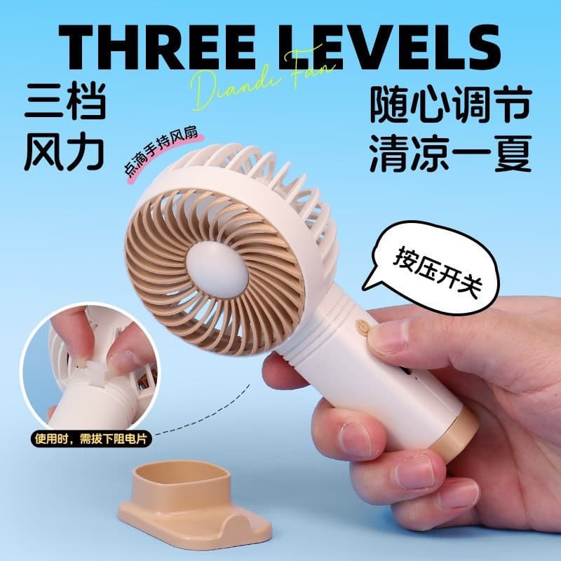 Mini Ventilador Pequeno Portátil Tipo-C Carregando Tempestade De Três Velocidades Com Suporte Para Celular Elétrico Dorm