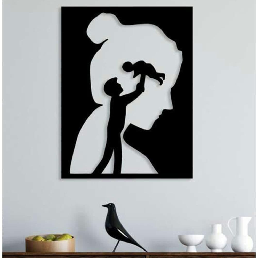 Quadro decorativo familia de parede mdf led rgb