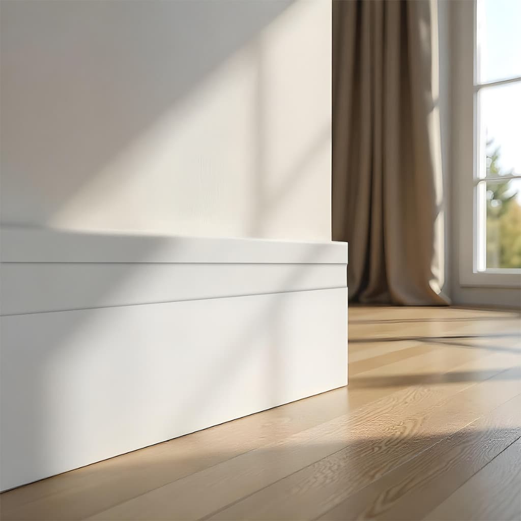 Kit 16 Unidades Rodapé Poliestireno Branco 10cm 90cm Elegante e Versátil | Estilo Aconchegante