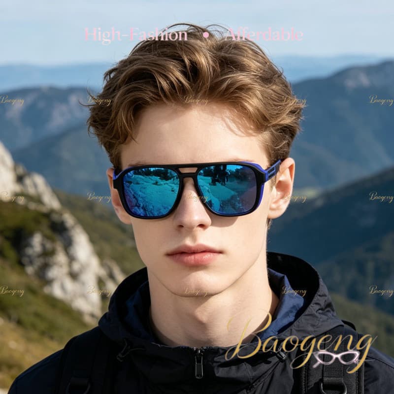 (BAOGENG) Estilo Esportivo Caminhadas Corrida Praia Pesca Personalidade Aro Completo Óculos De Sol Unissex Polarizados N