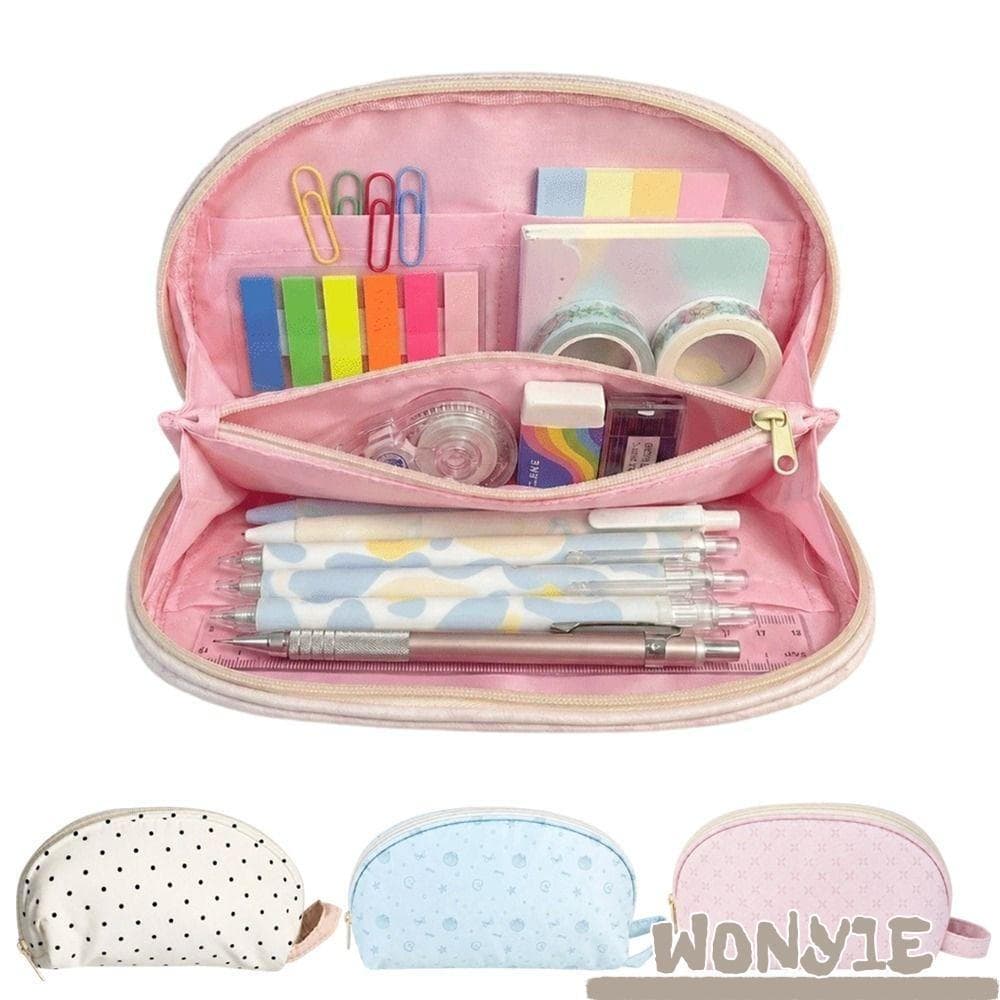 Bolsa Para Caneta WONY1E , Lápis De Grande Capacidade Com Padrão De Bolinhas , Portátil Design