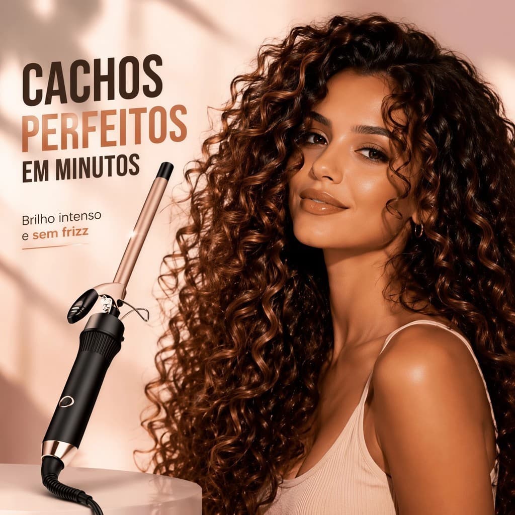 Modelador de Cachos Cerâmico 9mm | Aquecimento Rápido e Cachos Duradouros