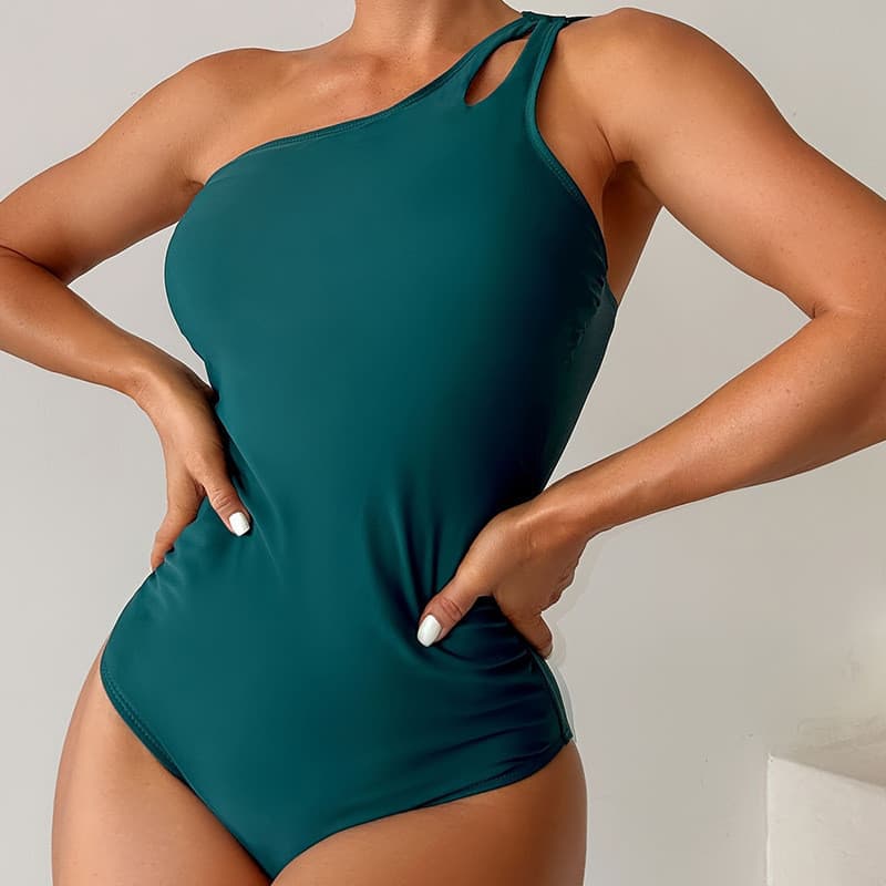 Maiô feminino conservador de uma peça, novo traje de banho em cor sólida 2026, estilo europeu e americano, ajustado, de