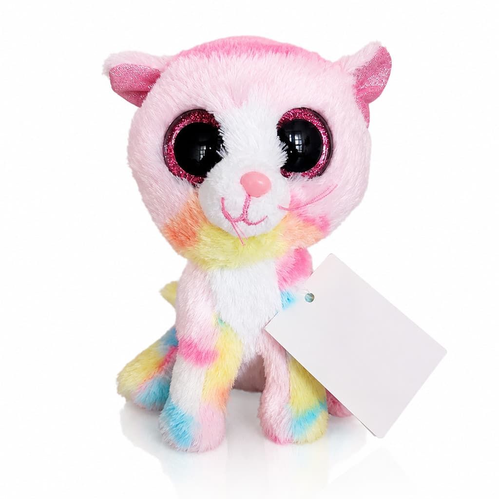 Brinquedo de Pelúcia Gatinho Fofo Cor de Rosa Amarelo e Azul Amigo Peludinho
