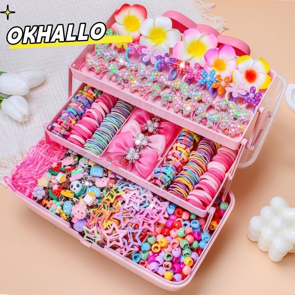 OKHALLO Faixas De Cabelo Para Meninas , Conjunto De Acessórios Coloridos De Alta Elasticidade , Laços Sem Danos