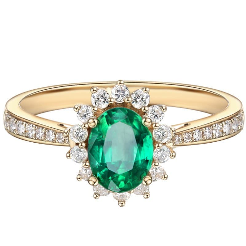 Anel de Esmeralda Feminino em Ouro 18k Tamanho Ajustável AWLI
