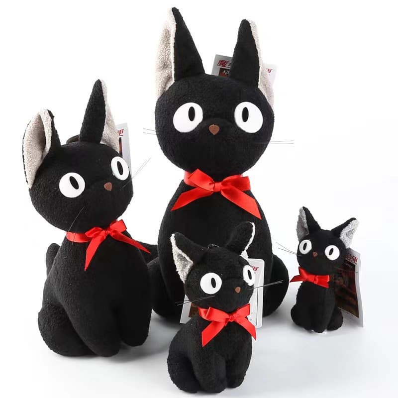 Chaveiro de pelúcia do gato Jiji, personagem clássico do desenho animado de Hayao Miyazaki, 11-30 cm, preto, popular Kik