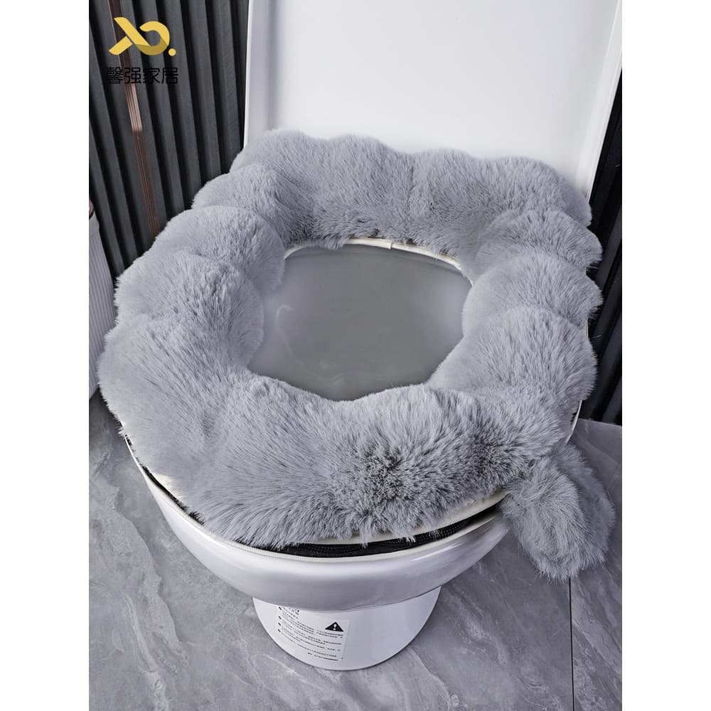 Mink velo luz luxo pelúcia engrossado inverno quente casa almofada de assento do toalete inverno almofada de pelúcia cap