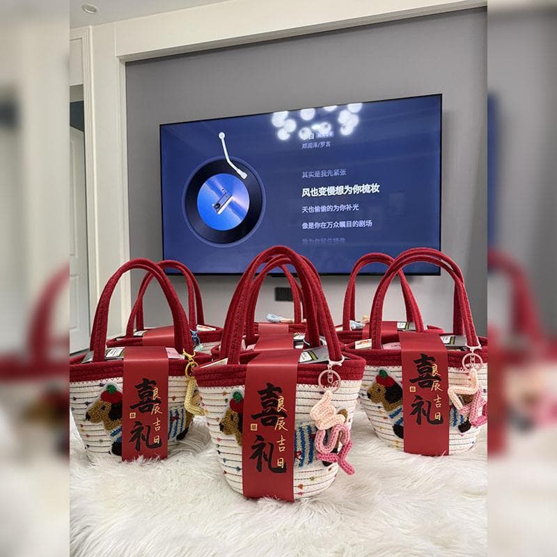 Lembranças de dama de honra de casamento bolsa dos desenhos animados portátil costura redonda saco tecido nicho muitos f