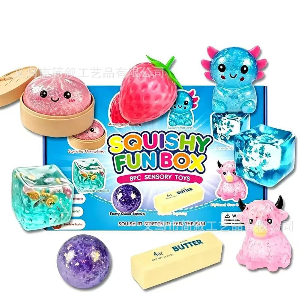 Conjunto de 8 peças em caixa de descompressão pitada divertida Maltose brinquedo de descompressão presente divertido