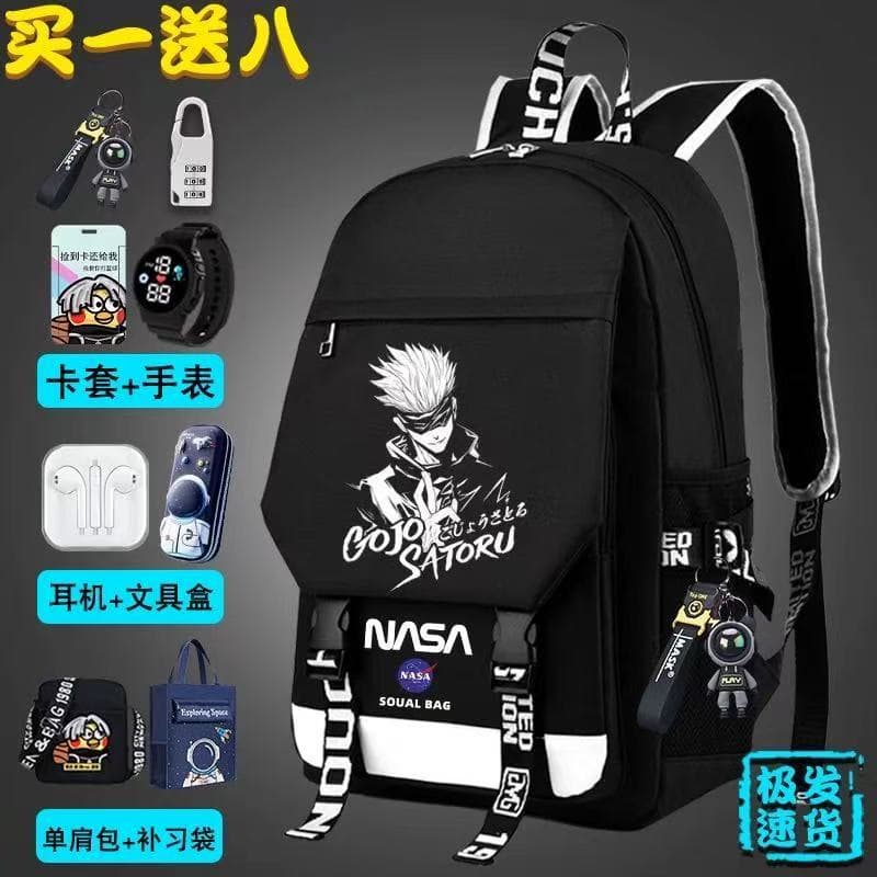 Gojo Go Anime Co-Branded escola primária júnior estudantes do ensino médio mochila grande capacidade ao ar livre Leis