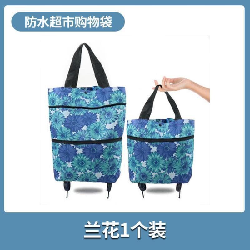 Saco de compras com rodas dobrável compras de supermercado pequeno caminhão reboque portátil feminino saco de grande cap