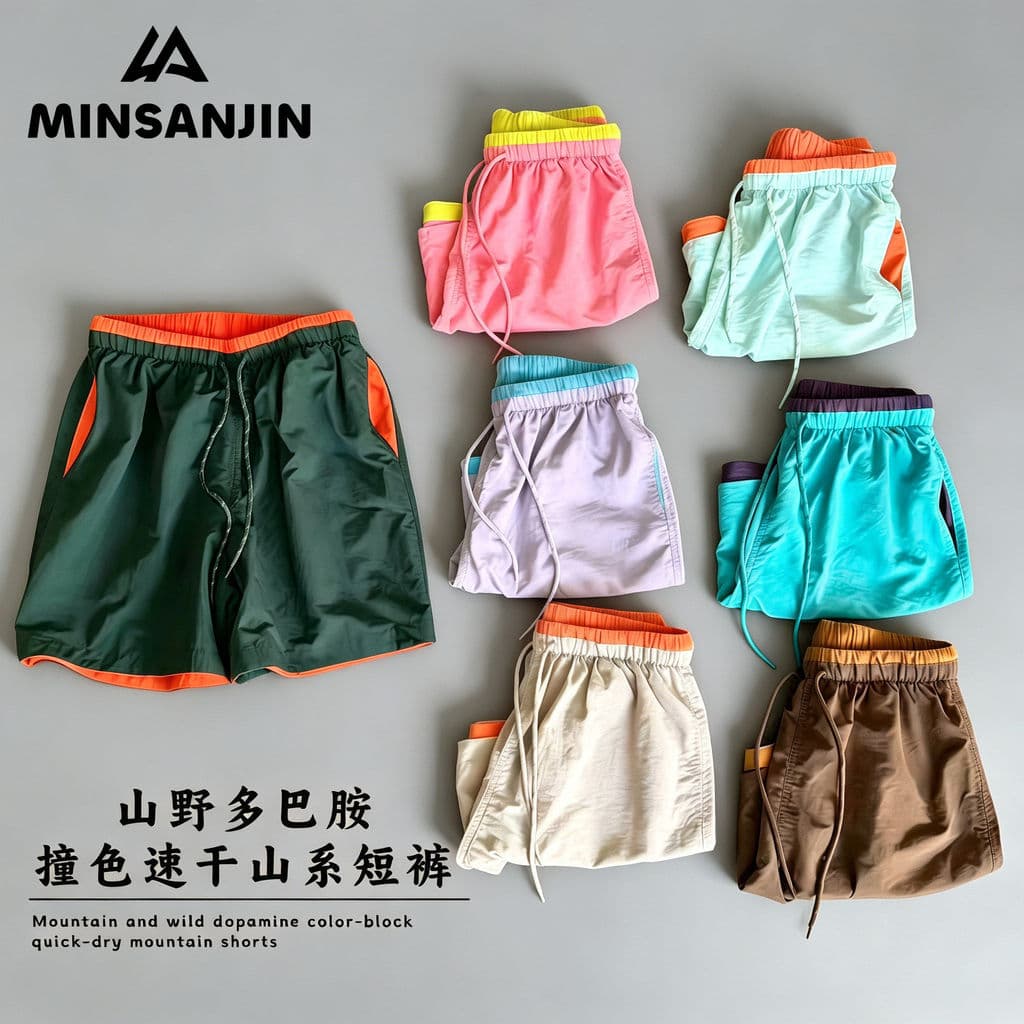 Pacote de contraste verão relaxamento montanha dopamina contraste cor secagem rápida Shorts de montanha CB-251CS