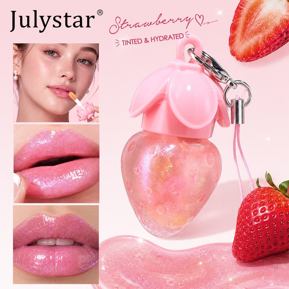 [XT] Gloss Labial Glitter Sabor Morango Efeito Areia Movediça Hidratante Maquiagem Delicada