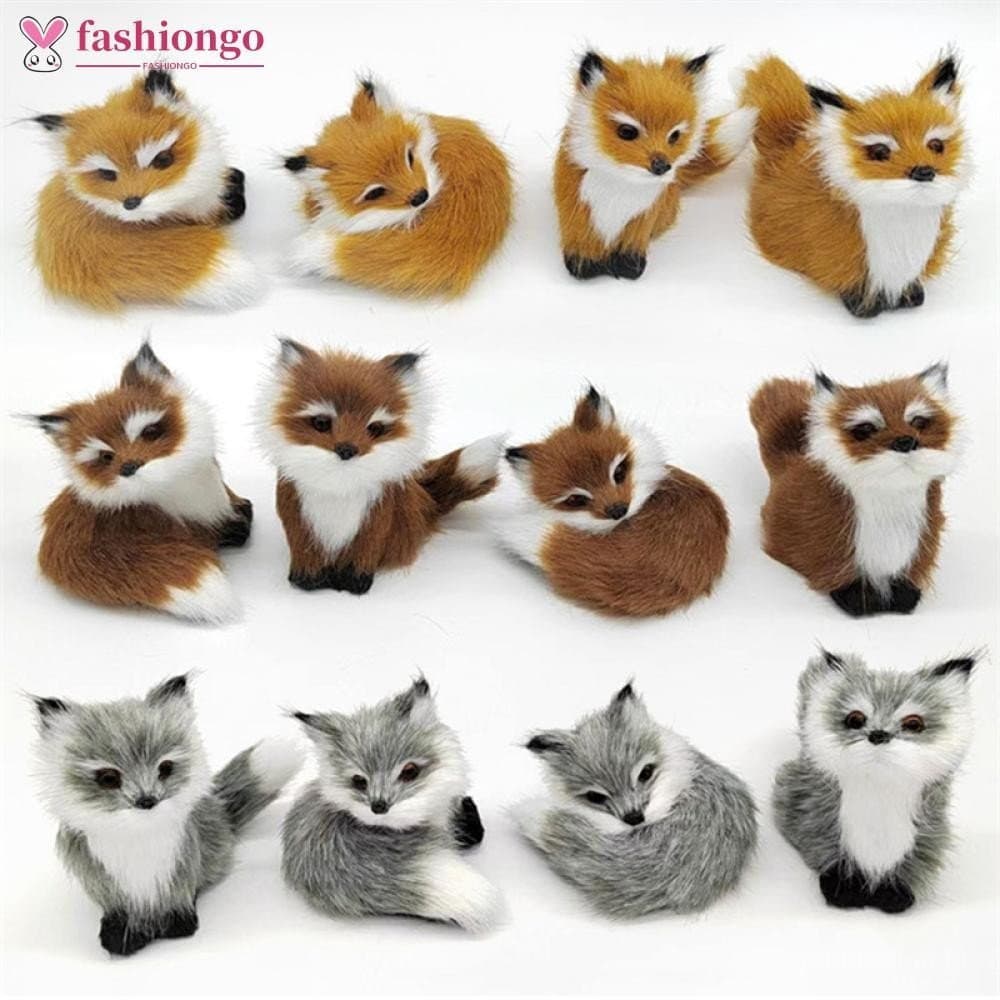 FASHIONGO Mini Raposa Simulada, Modelo Fofo, Réplica Decorativa, Ornamento para Aniversário Infantil, Decoração de Casa,