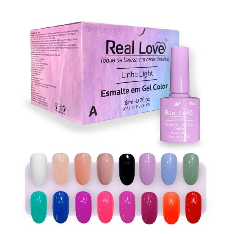 Kit 16 Cores Esmalte Em Gel Real Love LinhaLinght Original - Coleção B