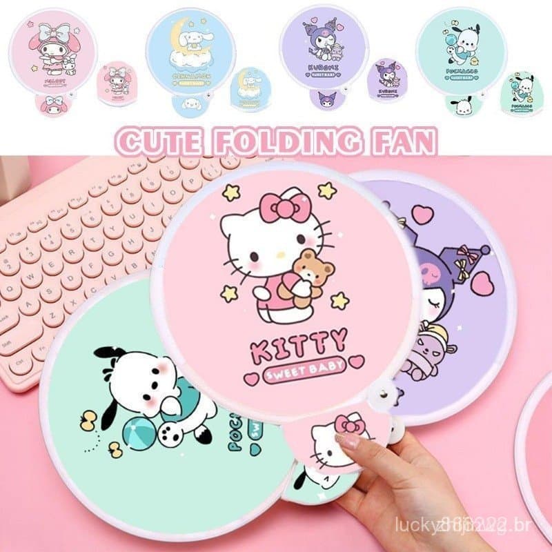 Ventilador de Grupo Dobrável Portátil de Verão, Mini de Bolso, Kuromi Melody