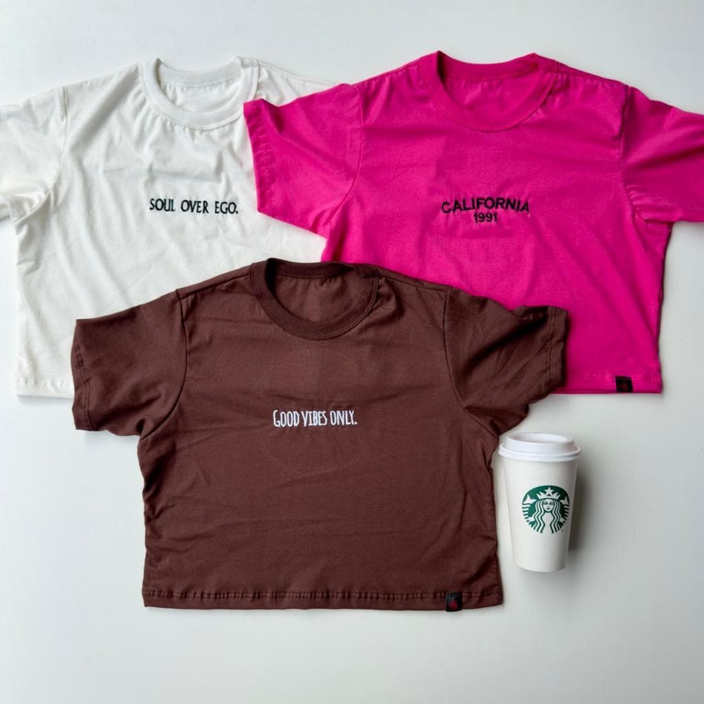 kit 3 Cropped Feminino básico Cropped confortável para seu dia cropped  academia Cropped canelado Cropped manga curta
