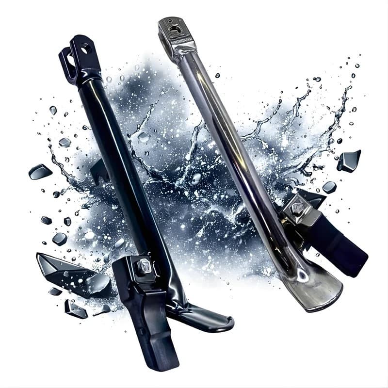 Cavalete Descanso Lateral Cromado e Preto Pezinho Moto Cg Titan Fan 125 150 160 Com Borracha