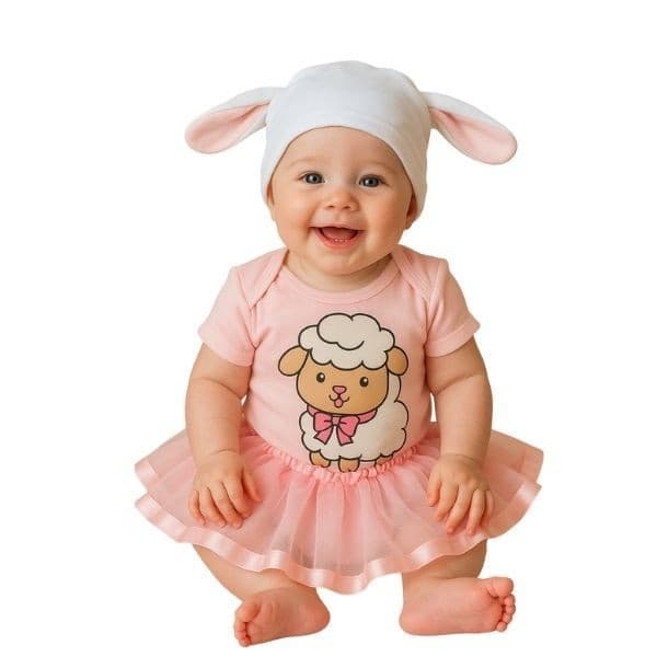 Body Bebê Temático Fantasia Ovelha com touca ou sem touca