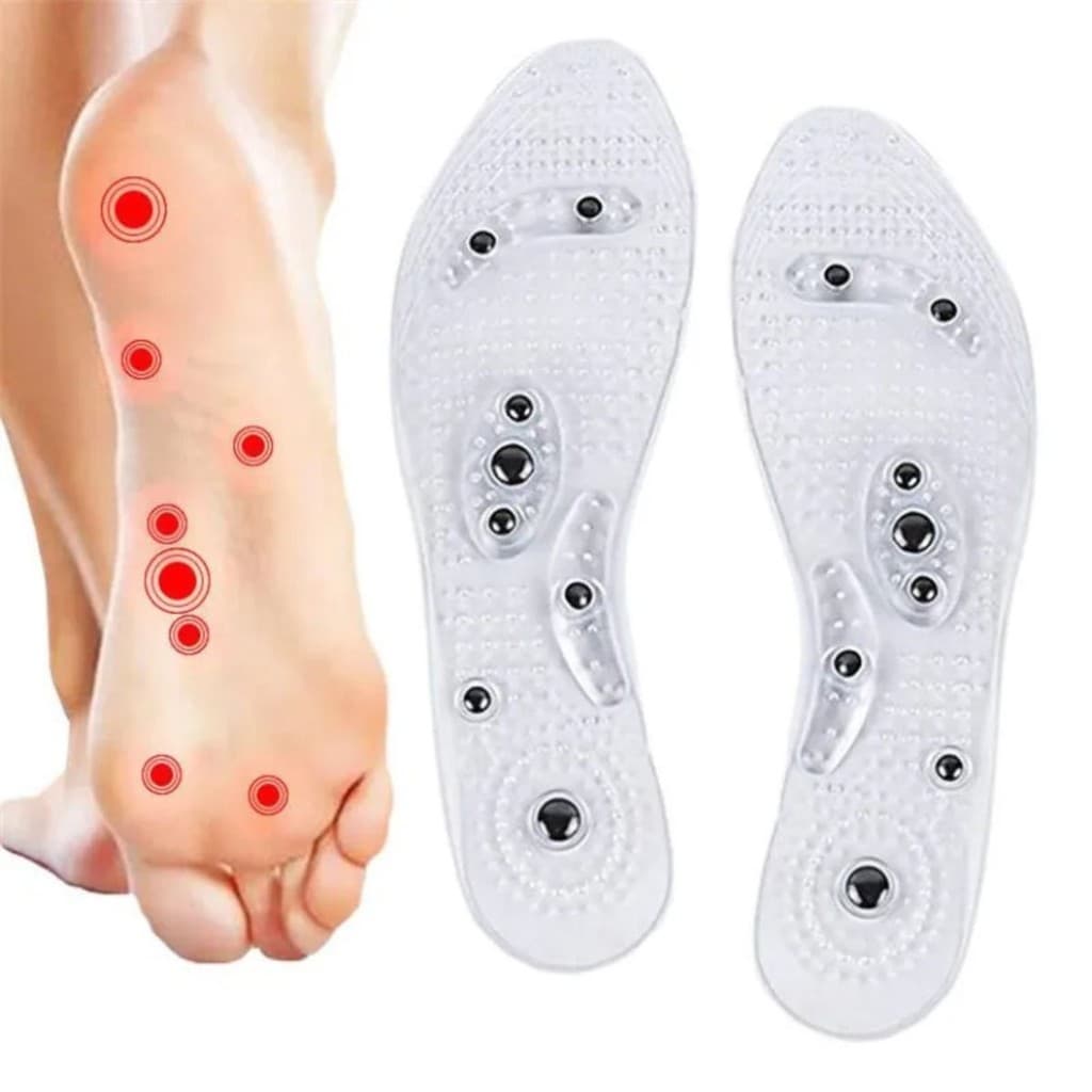 Palmilha Ortopédica de Silicone com 8 Ímãs Terapêuticos Melhora Circulação e Reduz o Impacto
