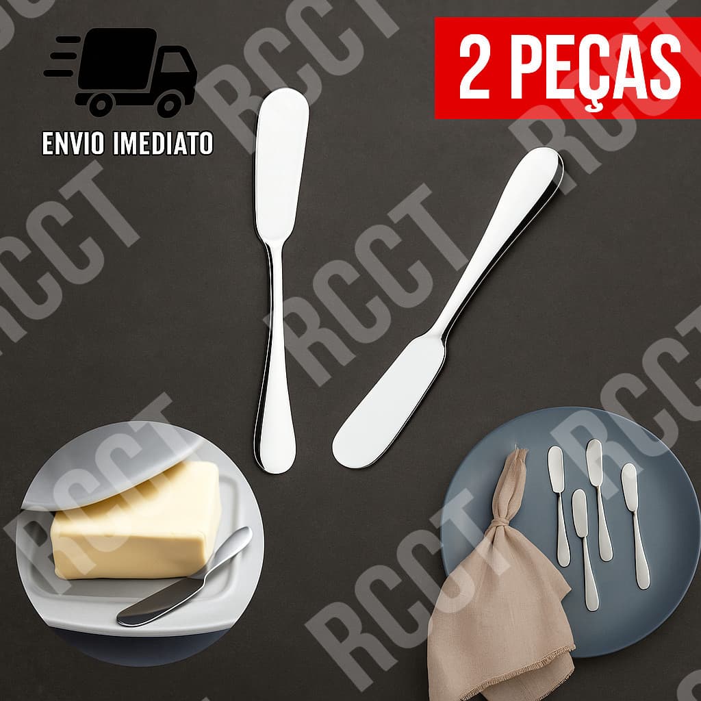 Kit 2 Espátula Inox Multiuso para Manteiga Patê Geleia Utensílio de Cozinha