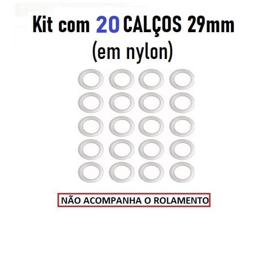 KIT com 20 CALÇOS 29mm para Rolamento 608
