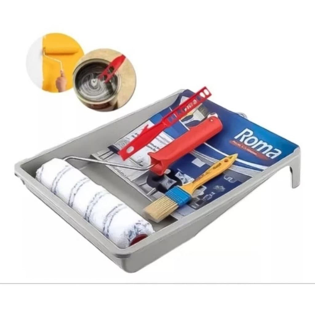 kit Bandeja De Pintura 5 Peças Roma Pincel Misturador de Tinta Rolo de Pintura Com Aplicador
