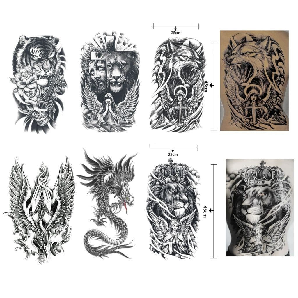 Tatuagem Temporária de Costas Tattoo Fake a Prova D'água Unisex Festa Social Verão Praia Masculino Feminina Imperio