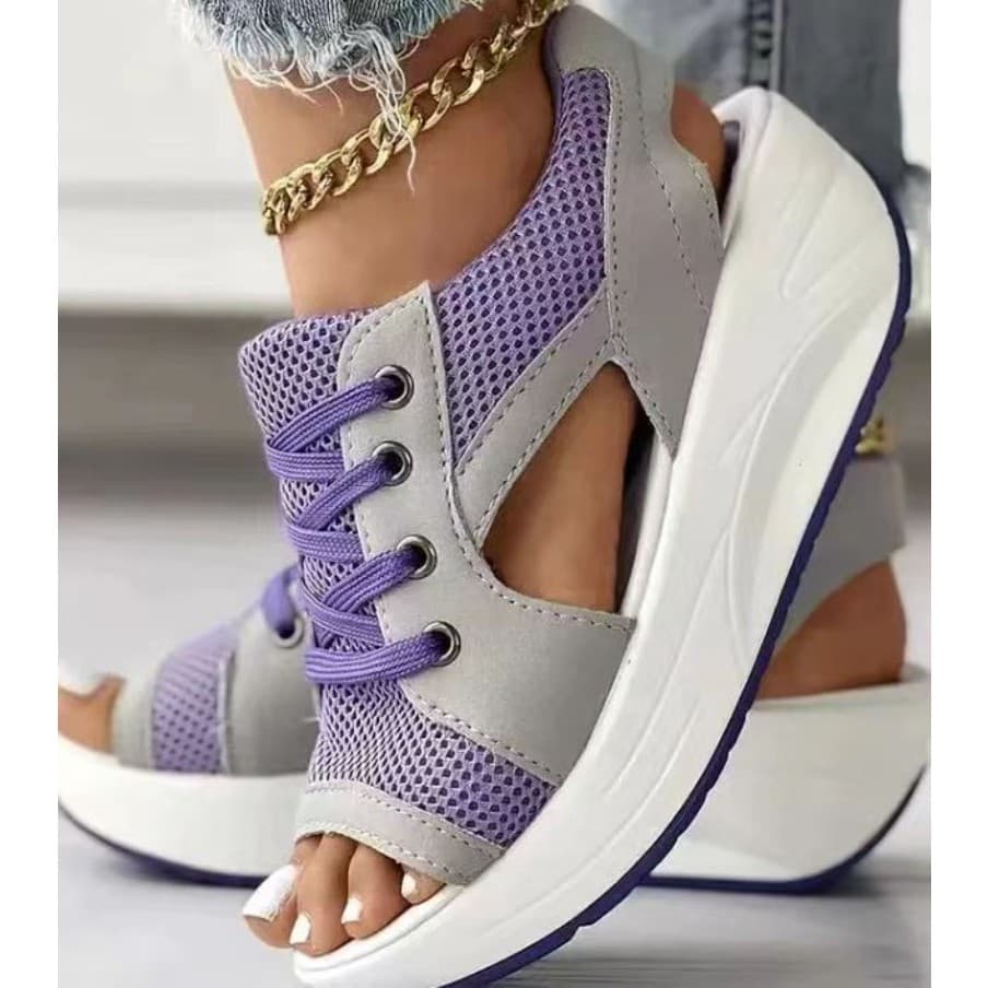 Sandálias Femininas Sapatos De Verão Nova Senhora Plataforma Chunky Confortável Malha Dedo Do Pé Aberto Casual Esportes