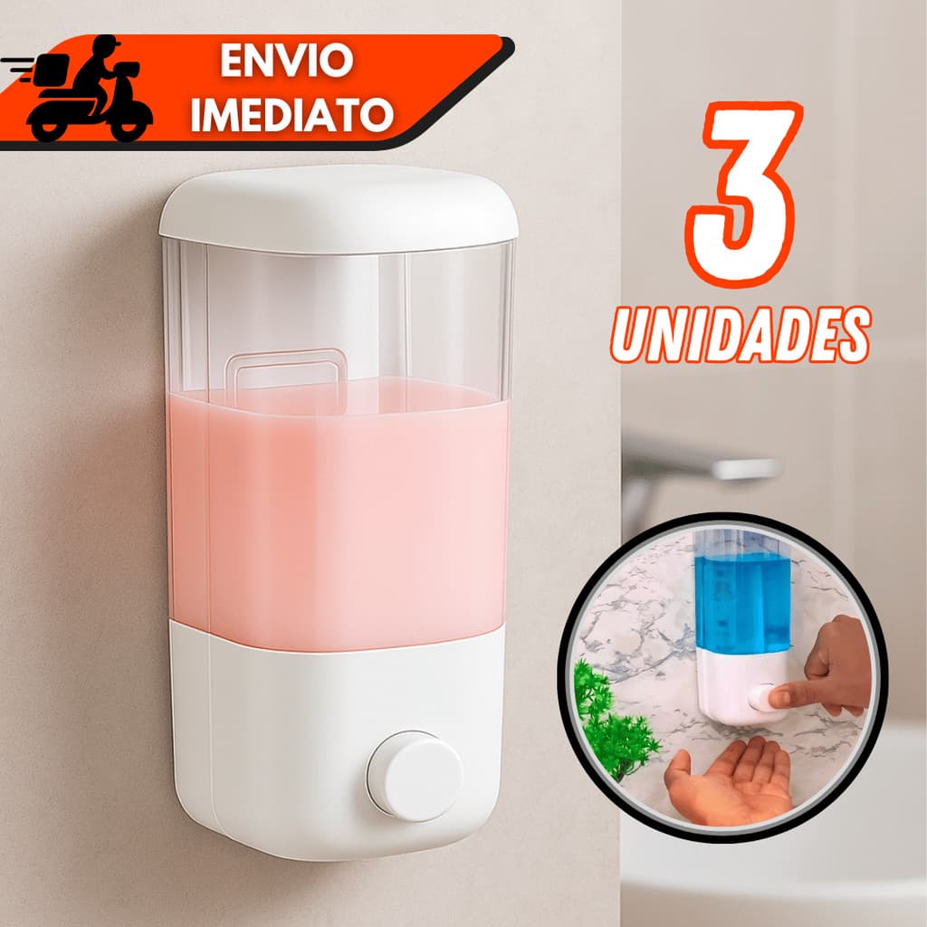 Kit 1/2/3 Dispenser de Parede Cozinha Sabonete Líquido Sabão Detergente Álcool em Gel