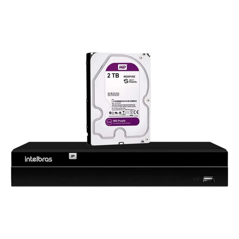 Gravador Ip Nvr 8 Canais Poe Nvd 1408 P + Hd 2 Tb Purple Intelbras