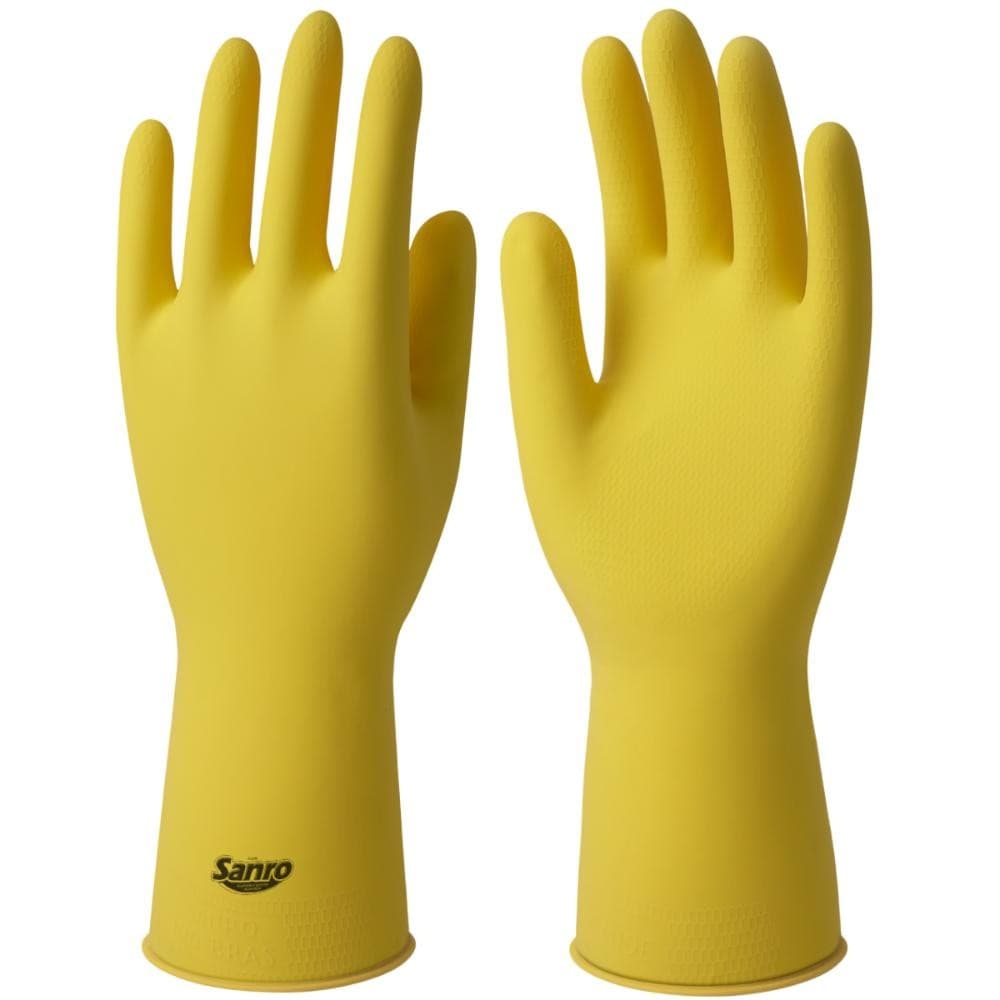 Luva Látex Sanro Top XG Amarela Proteção Mãos Limpeza Cozinha Jardinagem Serviços Gerais