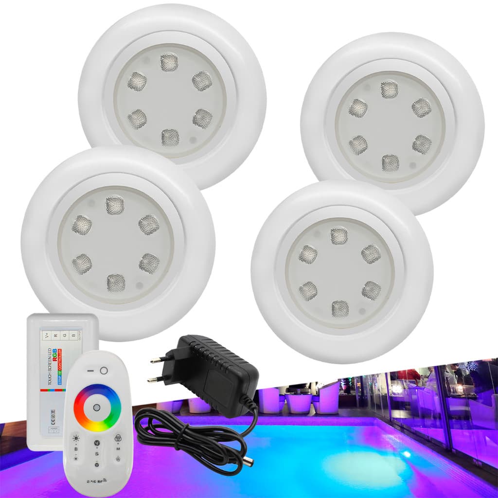 Kit Iluminação Piscina 4 Superleds + Módulo Rgb Com Fonte SEM ROSCA