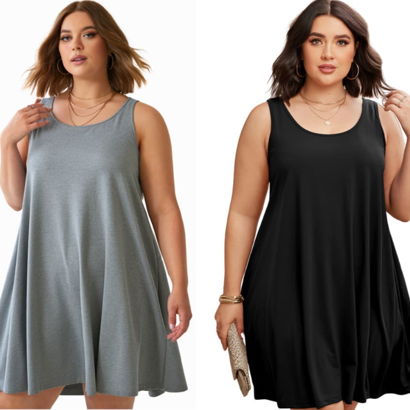 Kit Vestido Feminino Regata Plus Size Soltinho Liso Moda Blogueira Verão