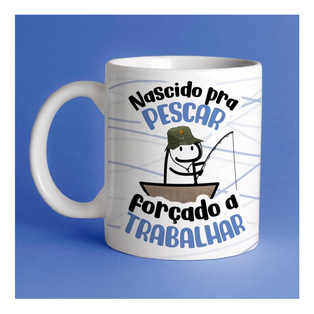 Caneca Frases Meme  Flork Engraçada Nascido Para Pescar