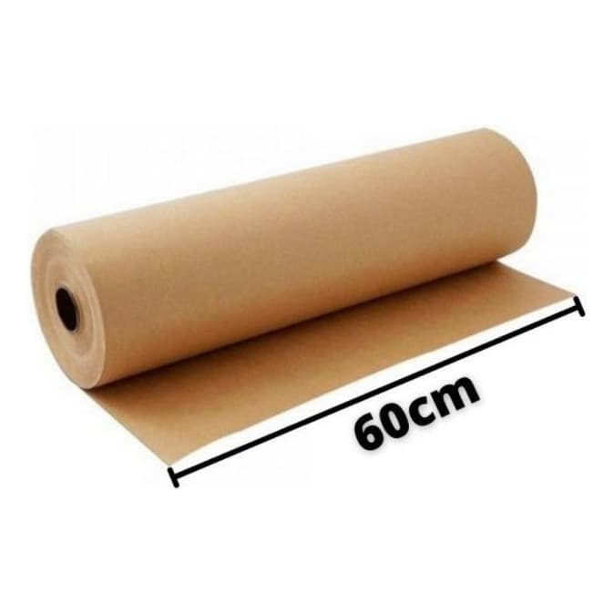 Rolo Bobina De Papel Kraft Parda com 60cm 6kg 180 Metros Embalar