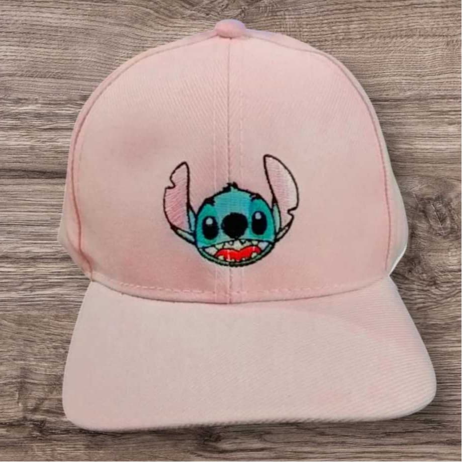 BONÉ INFANTIL DO STITCH ROSA BORDADO ABA CURVA COM REGULAGENS