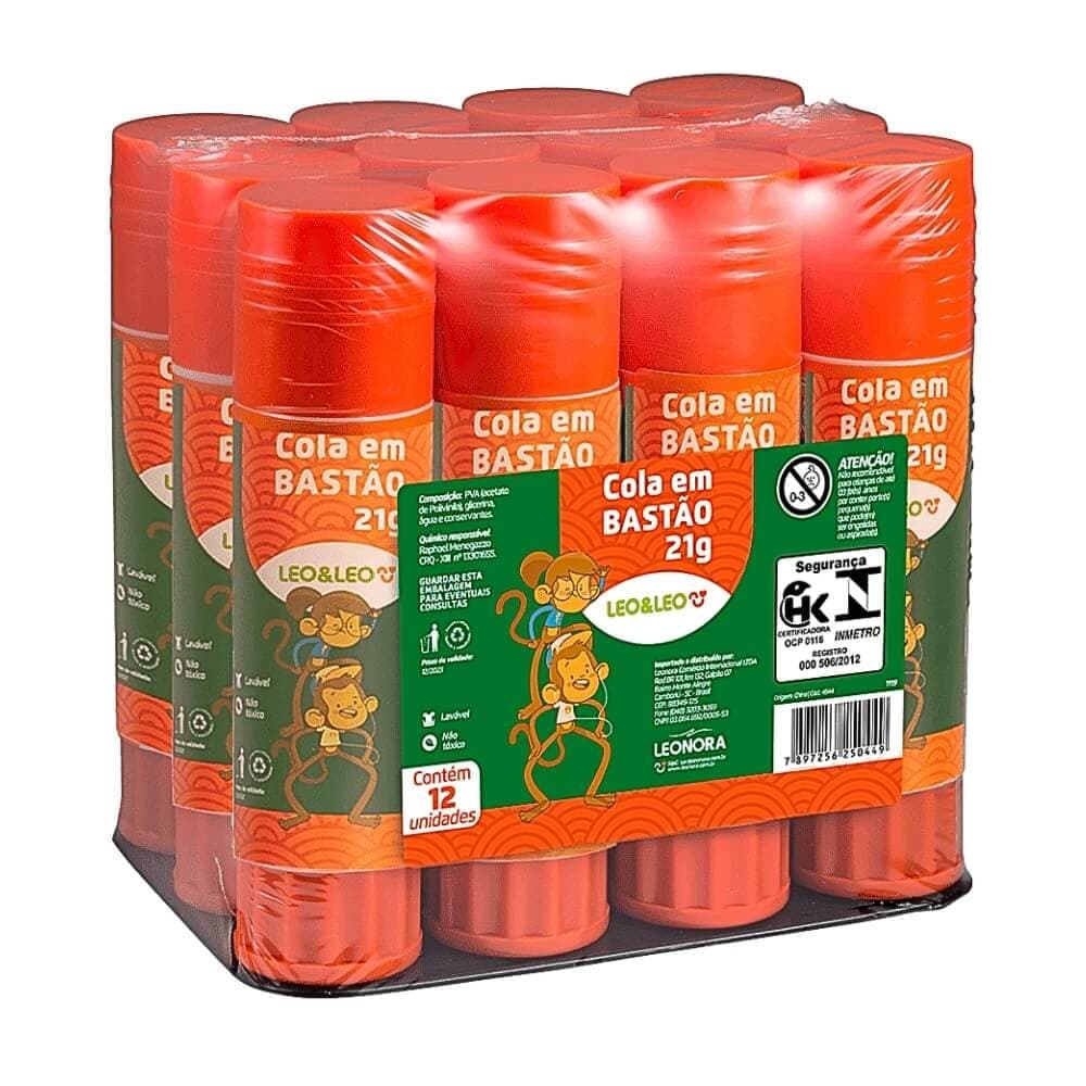 Cola Bastão 21g Caixa com 12unid Atacado | LEO&LEO