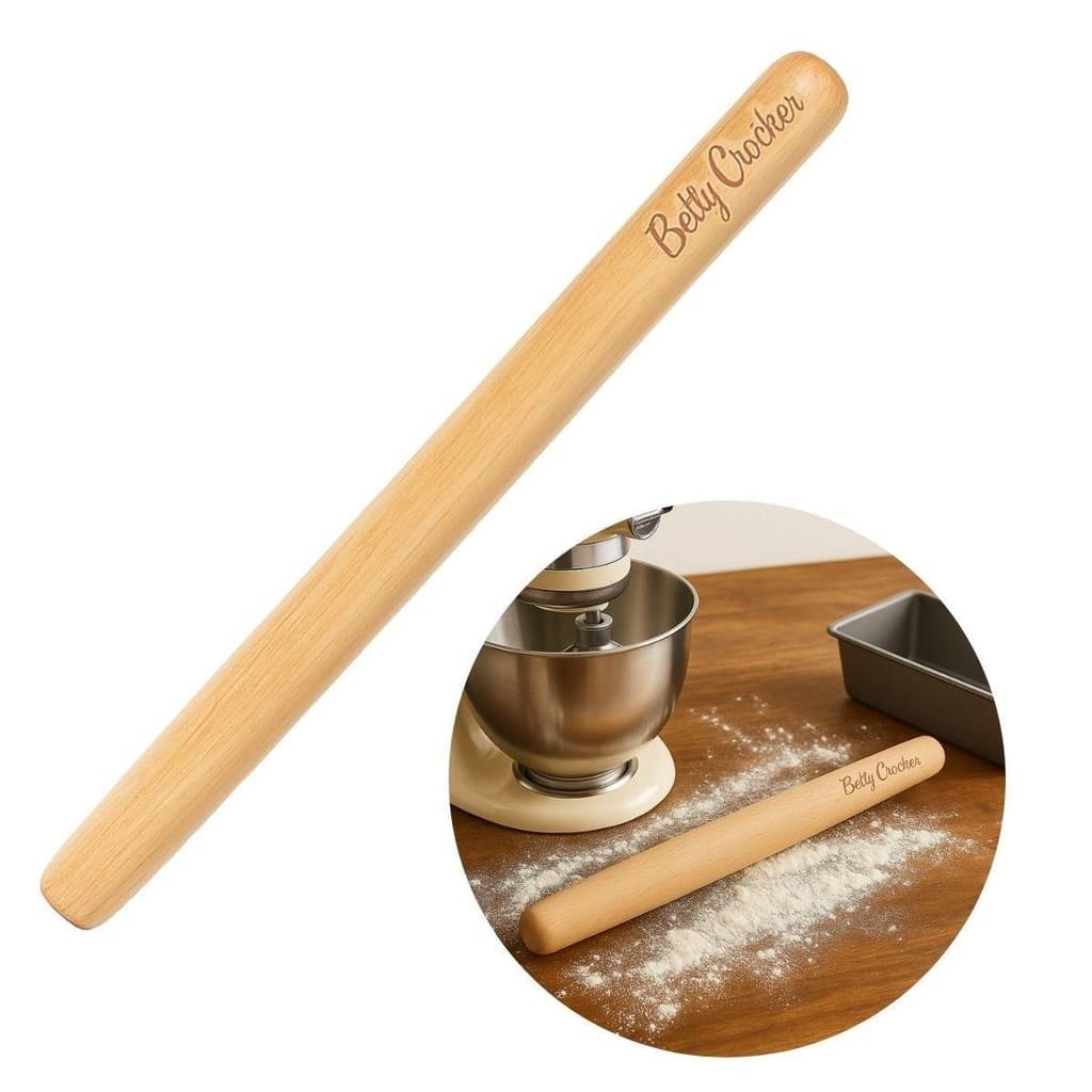 Rolo Massa Cozinha Confeitaria 49cm Madeira Betty Crocker