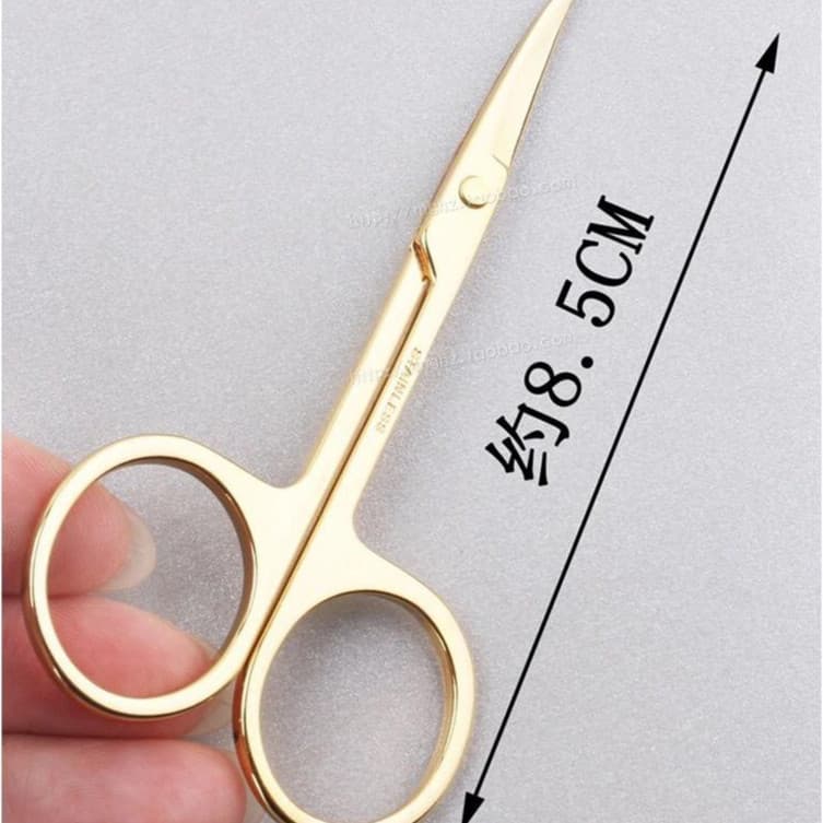Tesoura Dourada Manicure Curvada P / Unhas / Sobrancelha / Nariz / Cutícula / Curvado / Ferramenta De Maquiagem