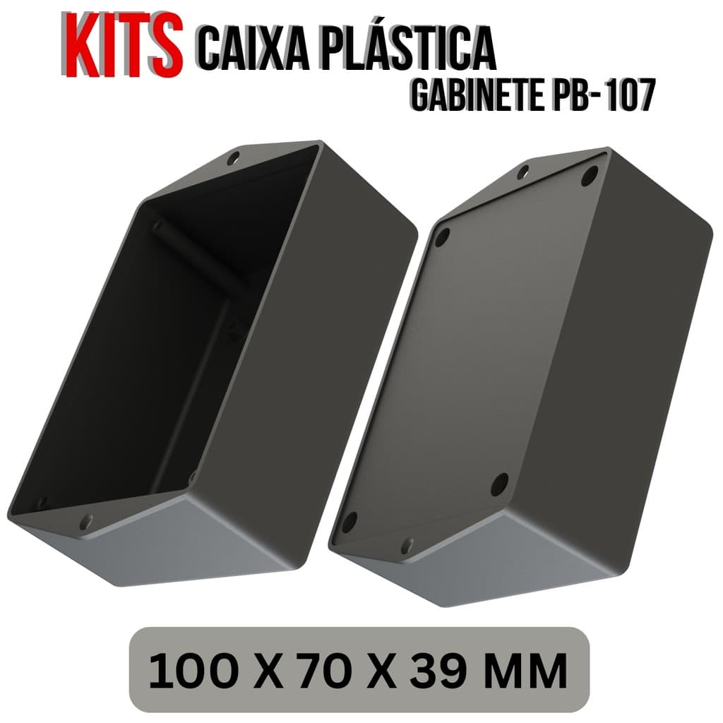 Kits Caixa Plástica Pb-107 Eletrônica Reforçada para Projetos e Montagens 100x70x39mm 5011-K-C1