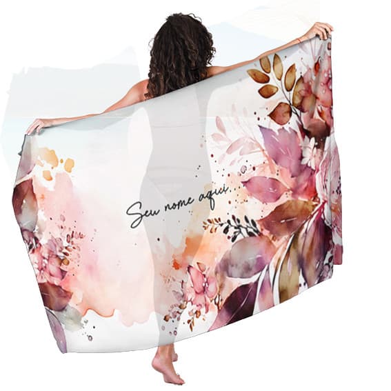 Canga Saida de Praia com nome personalizado 90x140cm