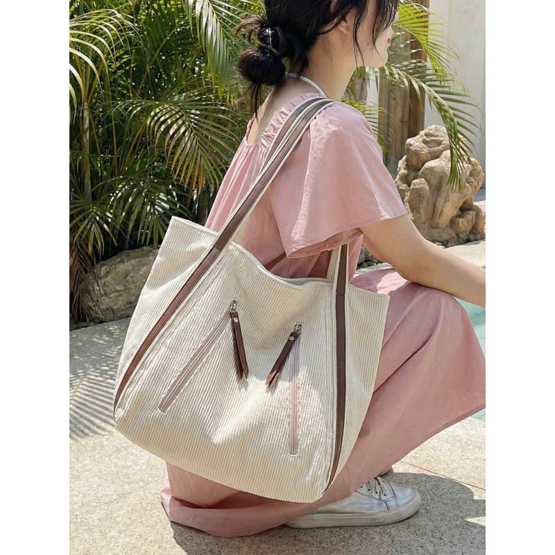 Estilo simples grande capacidade sacola feminina Commuter bolsa de ombro moda bolsa de lona bolsa Casual 2026 novo estil