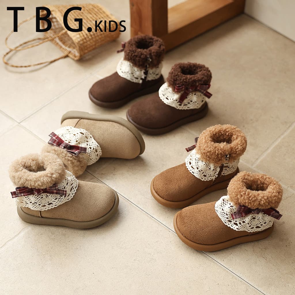 Meninas botas de neve 2026 novo estilo inverno meninas pelúcia grosso sapatos de pelúcia feminino bebê grandes sapatos d