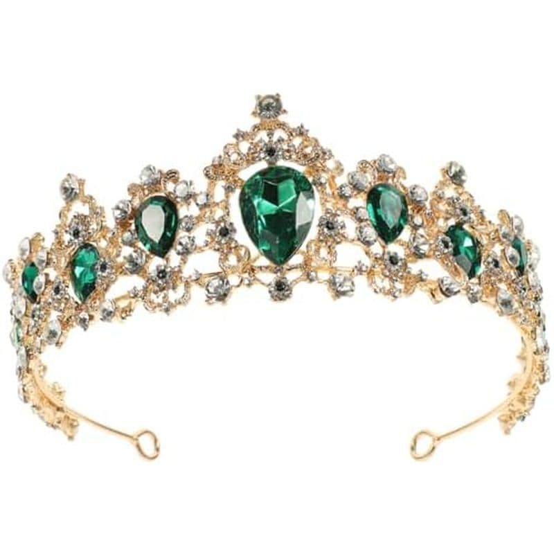 FRCOLOR Royal Tiara Coroa De Casamento Verde Strass Acessórios De Cabelo De Noiva Princesa Headpiece Para Festa De Noiva