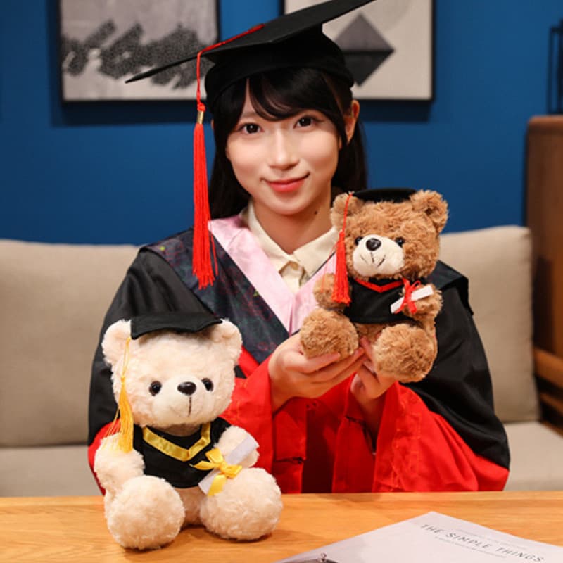 Doutor dos desenhos animados urso graduação boneca brinquedo de pelúcia médico Dai chapéu graduação urso de pelúcia bone