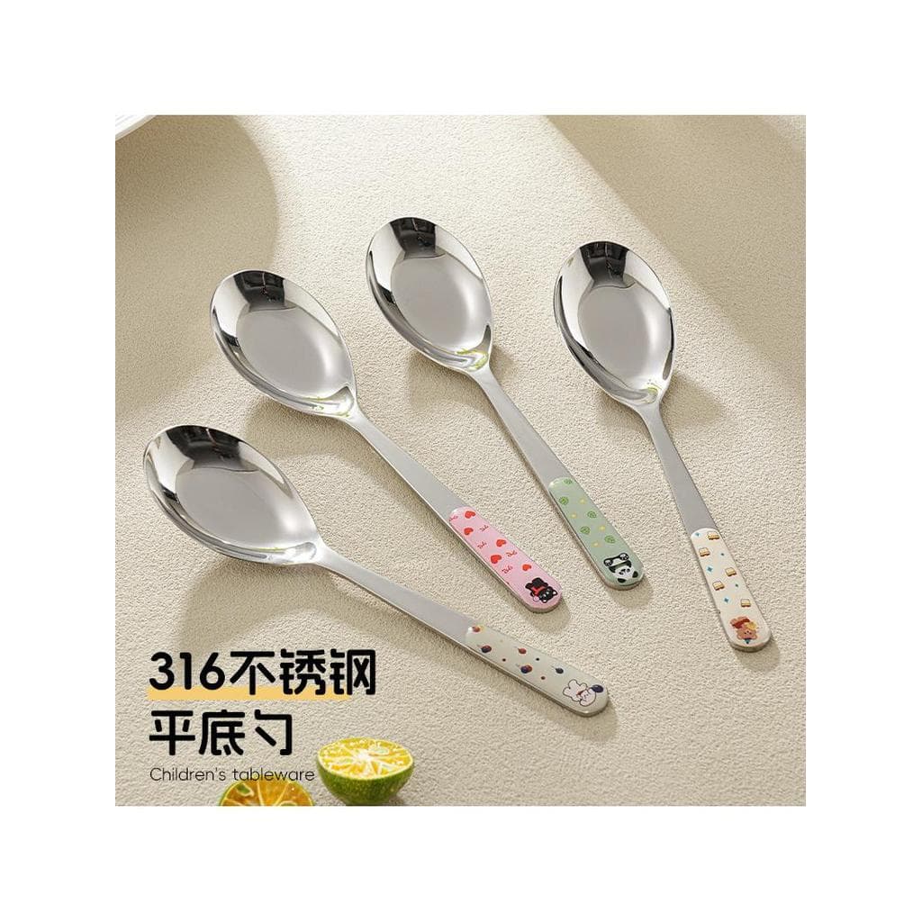 Colher plana de aço inoxidável, balão de desenho animado, cachorro, crianças, comer, colher de qualidade alimentar, alim