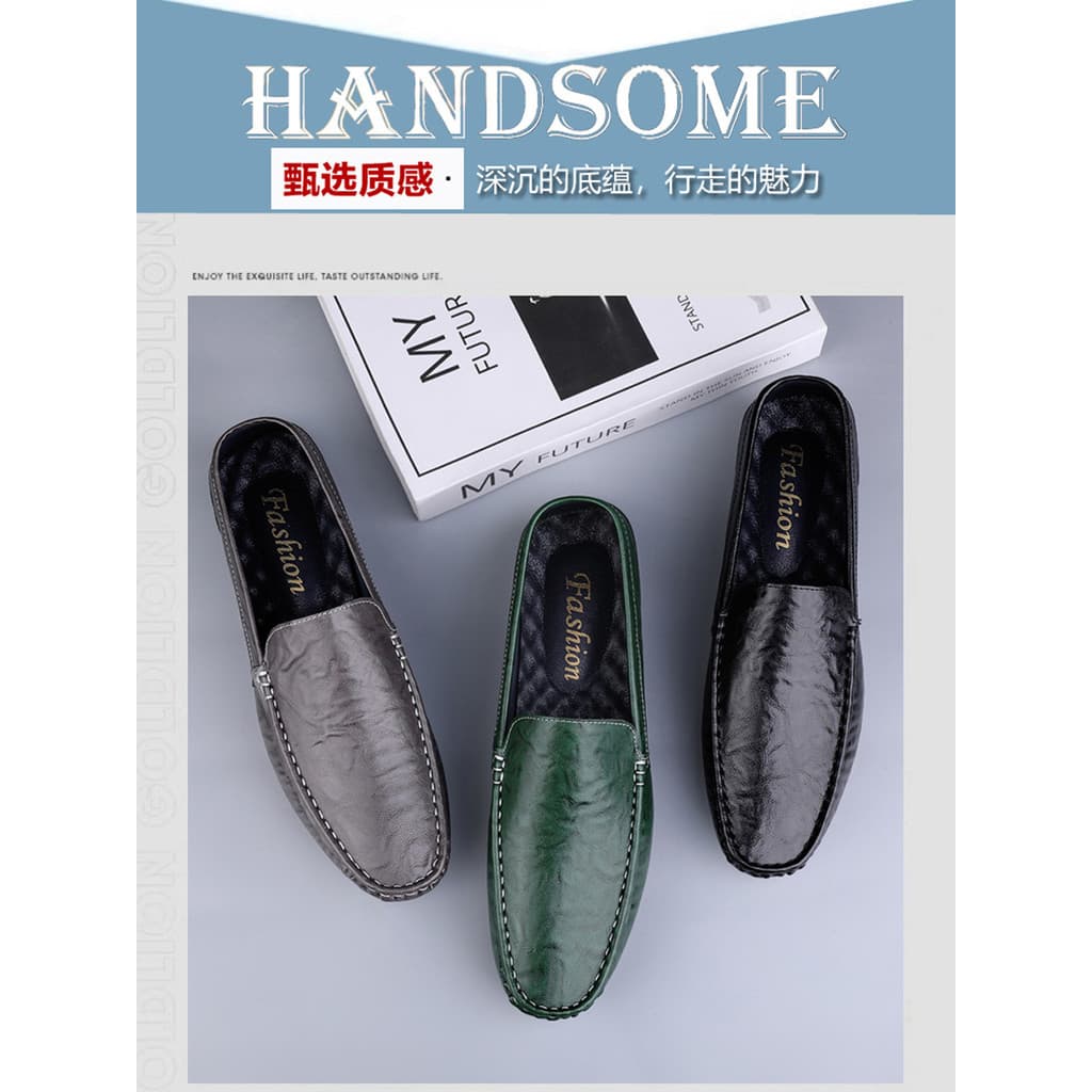 Sapatos masculinos com sola de tendão de carne, couro genuíno, couro macio, ervilhas, mocassins masculinos, sola macia,